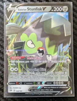 Galarian Stunfisk V 128/189 Darkness Ablaze UR Holo Pokemon Card NM Condition - Image 1