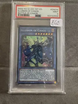 PSA 9 Mint YuGiOh! Illusion of Chaos 1st Edition BACH-EN034 Secret Rare Card - Image 1