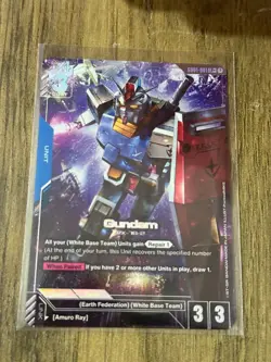GUNDAM TCG CARD GAME GUNDAM RX-78-2 - GD01-001 LR+ HOLO FOIL ENGLISH NEWTYPE NEW - Image 1