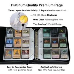 Trading Card Binder, 9 Pocket Fit 1404 Cards - Metal D-Ring Card Holder with ... - Image 3