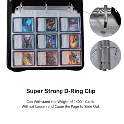 Trading Card Binder, 9 Pocket Fit 1404 Cards - Metal D-Ring Card Holder with ... - Image 5