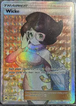 Pokemon Burning Shadows Wicke 147/147 Holo Full Art Trainer Card LP - Image 1