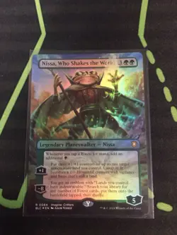 MTG Magic The Gathering Nissa, Who Shakes The World Foil BLC Rare Borderless - Image 1