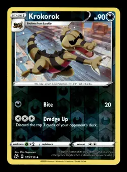 Pokemon TCG: Crown Zenith Trading Card - Krokorok - 079/159 Reverse Holo - Image 1