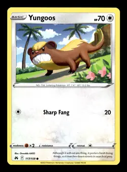Pokemon TCG: Crown Zenith Trading Card - Yungoos - 117/159 - Image 1