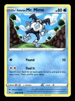 Pokemon TCG: Crown Zenith Trading Card - Galarian Mr. Mime - 030/159 - Image 1