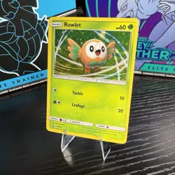 Rowlet SM22 Sun & Moon Black Star Promo Cosmos Holo Pokemon Card LP - Image 1