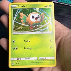 Rowlet SM22 Sun & Moon Black Star Promo Cosmos Holo Pokemon Card LP - Image 2
