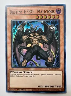 Destiny HERO - Malicious [RA03-EN001] Super Rare Near Mint 1st Edition Yugioh! - Image 1