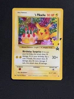Pokemon Card TCG Celebrations Birthday Pikachu #24 25th Anniversary Holo NM MT B - Image 1