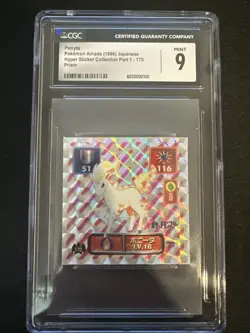 Ponyta Pokemon Amada 1996 Japanese Hyper Sticker Collection 170 Prism CGC 9 - Image 1