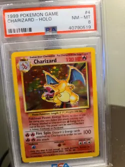 PSA 8 Charizard #4 Holo Rare Base Set Unlimited Pokemon Game 1999 Mint - Image 1