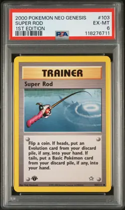 2000 Pokemon Vintage WOTC 1st Ed Neo Genesis Super Rod #103 PSA 6 (NEW CERT) - Image 1