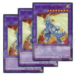 Yugioh - Blue-Eyes Tyrant Dragon x 3 - Unlimited Misprint LP - Plus Free Holo - Image 1