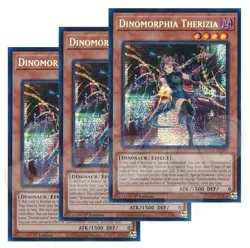 Yugioh Dinomorphia Therizia x 3 1st Edition Prismatic Secret Rare NM - Free Holo - Image 1