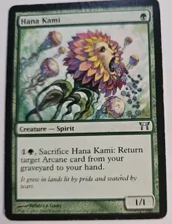 MTG Magic The Gathering Card Hana Kami Creature Spirit Green Champions Of Kamiga - Image 1