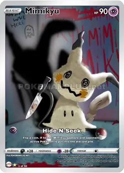 700 Followers Special Mimikyu Hide N Seek Full Art - Pokemon Card Custom DIY - Image 1
