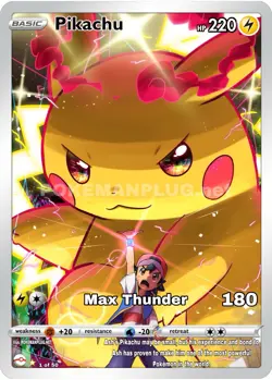 700 Followers Special Pikachu Ash Full Art - Pokemon Card Gift Custom DIY - Image 1