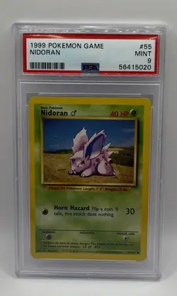 Nidoran 55/102 Base Set Common Pokemon Card 1999 Unlimited PSA 9 MINT - Image 1