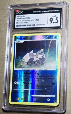 Pokemon 2008 Great Encounters Relicanth 51/106 Reverse Holo CGC 9.5 - Image 1