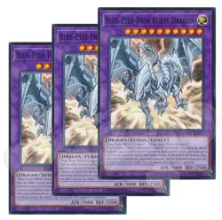 Yugioh Blue-Eyes Twin Burst Dragon x 3 - Unlimited Misprint NM - Plus Free Holo - Image 1