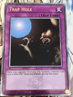 YUGIOH TRAP HOLE QUARTER CENTURY SECRET RARE RA03-EN085 NM - Image 1