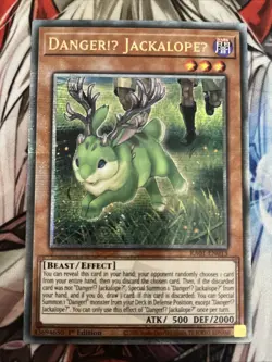 YUGIOH DANGER JACKALOPEU QUARTER CENTURY SECRET RARE RA01-EN013 NM - Image 1