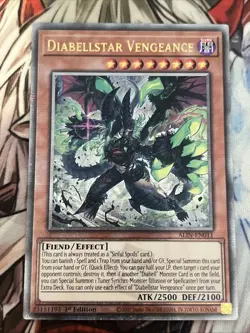 YUGIOH DIABELLSTAR VENGEANCE QUARTER CENTURY SECRET RARE ALIN-EN011 NM - Image 1