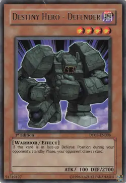 Yugioh Destiny HERO - Defender DP05-EN006 Rare 1st Edition MP - Image 1