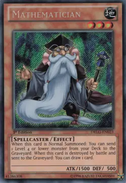 Yugioh Mathematician DRLG-EN023 Secret Rare 1st Edition LP - Image 1