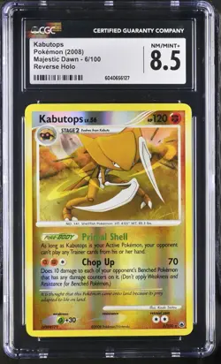 CGC 8.5 Kabutops Reverse Holo 6/110 D&P Majestic Dawn 2008 Pokemon Card - Image 1