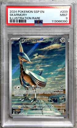 Pokemon Card Skarmory Illustration Rare Holo PSA 9 Mint, SSP #209, 2024 - Image 1