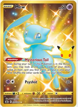 Celebrations Mew Full Art Ultra Rare Gold Holo 25/25 Pokemon Card NM - Image 1