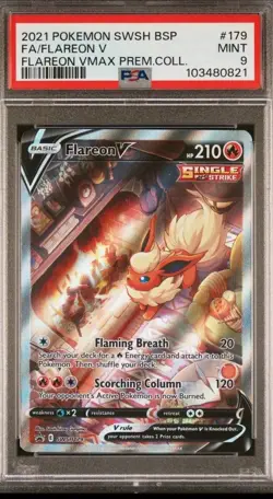 2021 POKEMON SWSH BLACK STAR PROMO #179 FULL ART/FLAREON V PSA 9 - Image 1