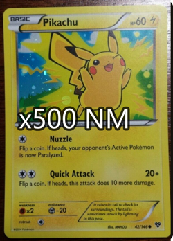 500 NM Pikachus Holo Limited Movie Promo 42/146 Pokemon XY + 500 Bonus Commons - Image 1