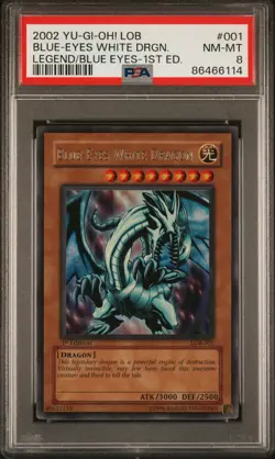 💎 PSA 8 Yugioh Blue-eyes White Dragon 1st Ed LOB-001 vintage bgs cgc💎 - Image 1