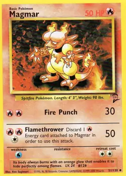 Pokemon Magmar Card 36/102 Base Set - Image 1