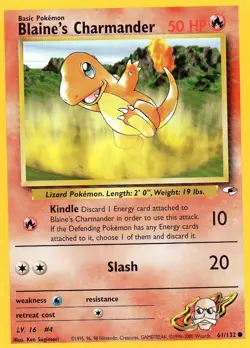 Pokemon Blaine's Charmander Card Gym Heroes 61/132 - Image 1