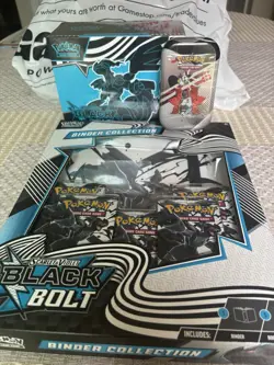 Pokemon TCG Black Bolt ETB + Black Bolt Binder Collection + Mini Tin Lot Sealed - Image 1