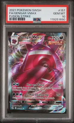 2021 POKEMON SWORD & SHIELD FUSION STRIKE #157 FULL ART/GENGAR VMAX PSA 10 - Image 1