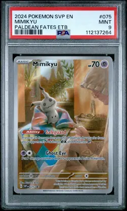 PSA 9 MIMIKYU SVP 075 2024 POKEMON TCG PALDEAN FATES ETB ELITE TRAINER BOX PROMO - Image 1