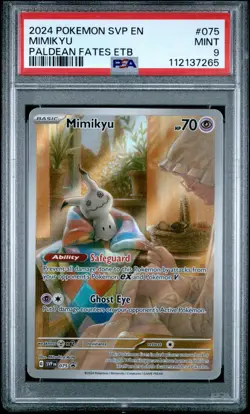 PSA 9 MIMIKYU SVP 075 2024 POKEMON TCG PALDEAN FATES ETB ELITE TRAINER BOX PROMO - Image 3
