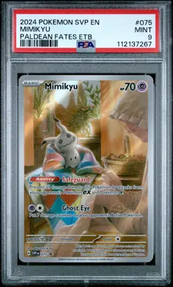 PSA 9 MIMIKYU SVP 075 2024 POKEMON TCG PALDEAN FATES ETB ELITE TRAINER BOX PROMO - Image 4