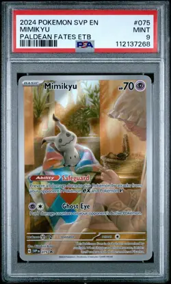 PSA 9 MIMIKYU SVP 075 2024 POKEMON TCG PALDEAN FATES ETB ELITE TRAINER BOX PROMO - Image 5
