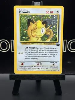 Pokemon Meowth 10 Promo Holo Wizards Black Star Promos Swirl MP - Image 2