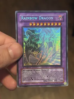 Yugioh Rainbow Dragon (Misprint) GLAS-EN036 Ghost Rare 1st Edition NM - Image 1
