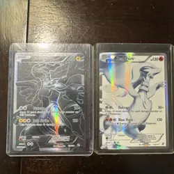 Pokemon TCG Reshiram 113/114 Zekrom 114/114 Black and White Holo Card Full Art - Image 1