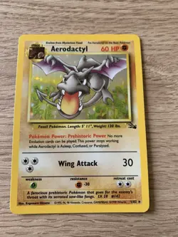 Pokemon Card Aerodactyl 1/62 Holo Rare Fossil Set 1999 Vintage Wotc - Image 2