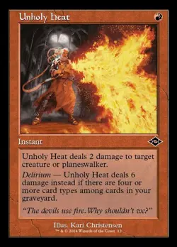 Unholy Heat - Foil - Retro Frame Light Play, English Magic the Gathering MTG Mod - Image 1