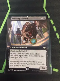 MTG Magic The Gathering Thieving Varmint OTC Rare Ext Art Black Commander - Image 1